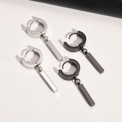 Boucles d’Oreilles Pendantes Barre – Acier Inoxydable Homme
