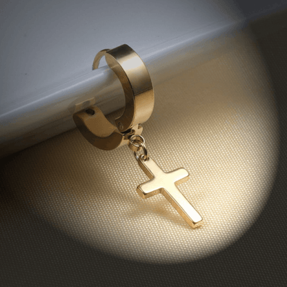 Boucles d'Oreilles Croix Pendante - Acier Inoxydable