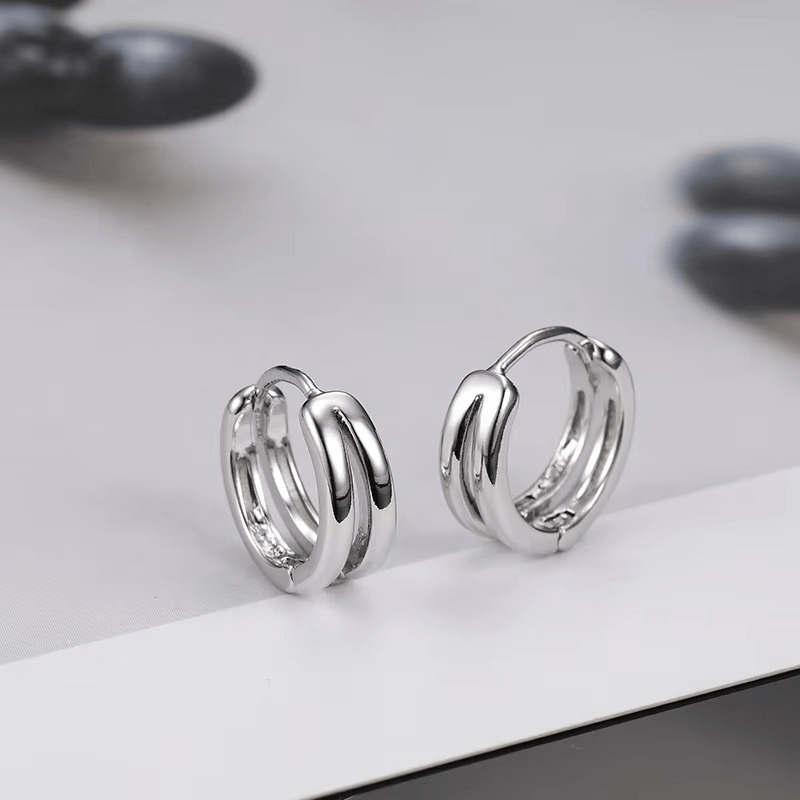 Boucles d'Oreilles Anneaux doubles – Style moderne et tendance