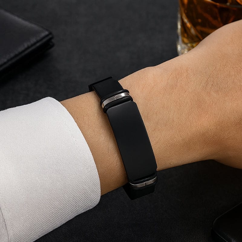Bracelet Homme Personnalisé Manchette - Silicone et Acier