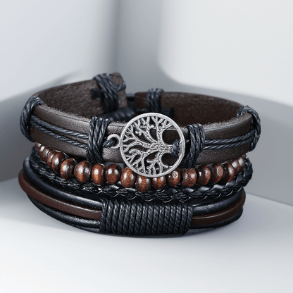 Bracelet en cuir et perles arbre de vie