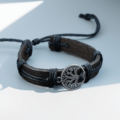 Bracelet en cuir et perles arbre de vie