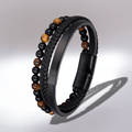 Bracelet en Cuir Noir et Perles