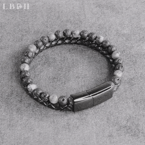 Bracelet en Cuir Tressé et Perles Naturelles