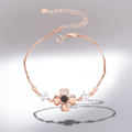 Bracelet photo personnalisé fleur en argent