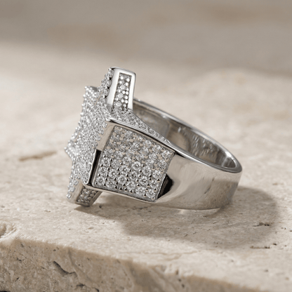 Bague Chevalière Diamant Homme Moissanite Étoile