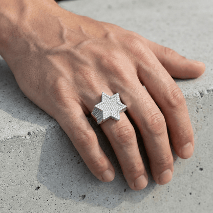 Bague Chevalière Diamant Homme Moissanite Étoile