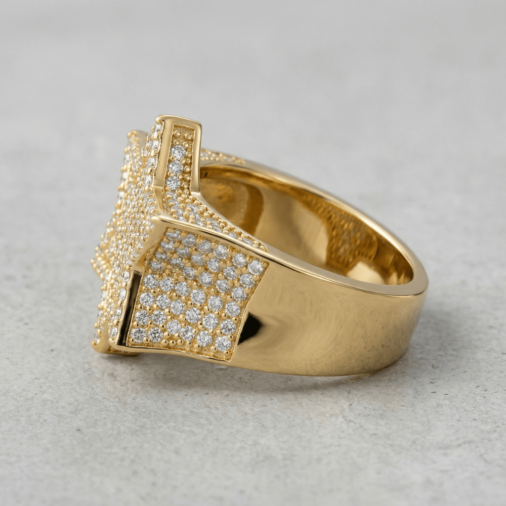 Bague Chevalière Diamant Homme Moissanite Étoile