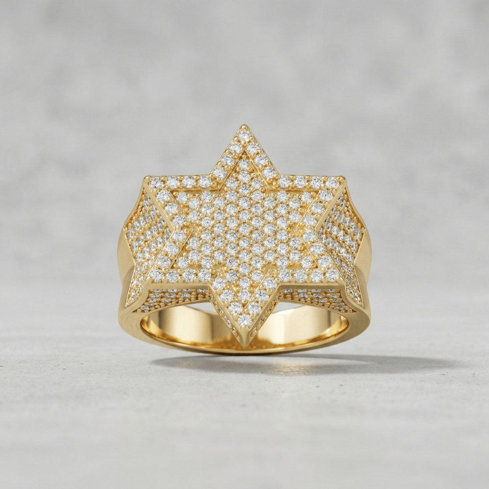 Bague Chevalière Diamant Homme Moissanite Étoile