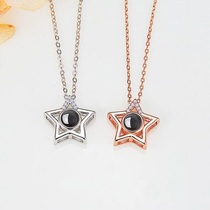 Collier Photo Projection Étoile en Argent