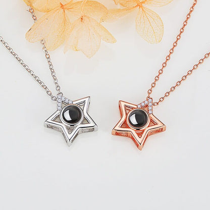 Collier Photo Projection Étoile en Argent