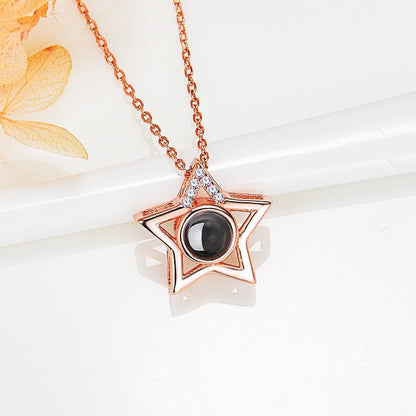 Collier Photo Projection Étoile en Argent