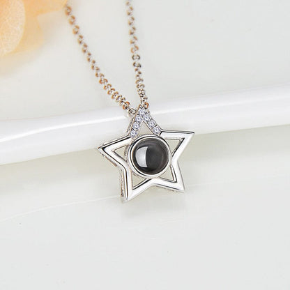 Collier Photo Projection Étoile en Argent