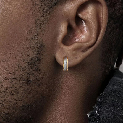 Créoles Homme Acier Inoxydable - Motif Plume Gravée