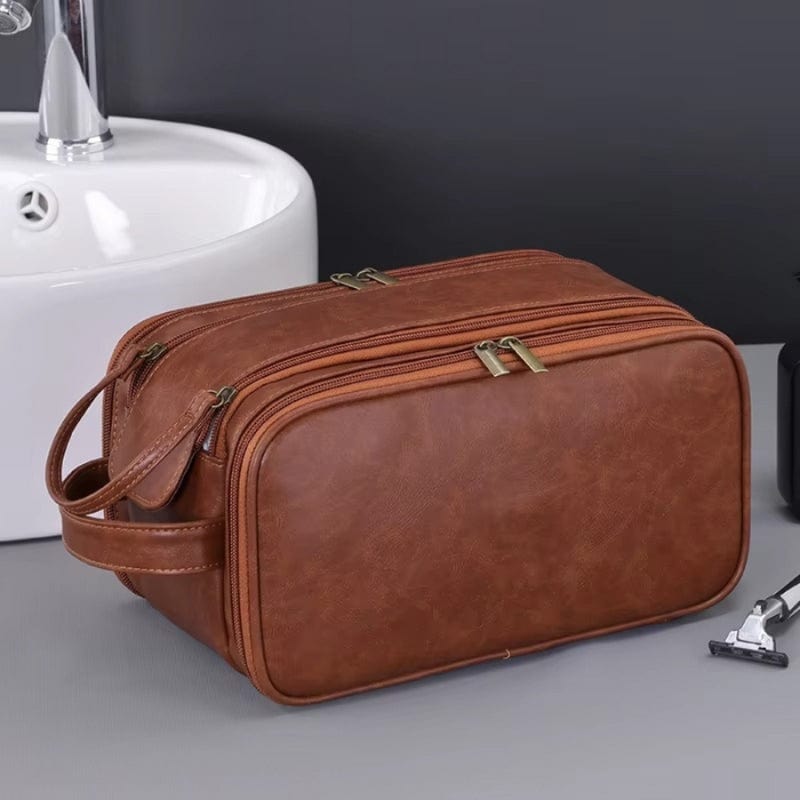 Grande Trousse de toilette homme cuir voyage – Double compartiment luxe