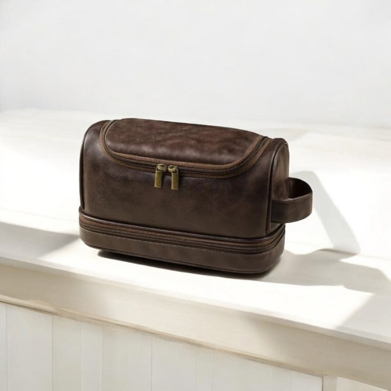 Trousse de toilette homme cuir suspendue luxe – Double compartiment