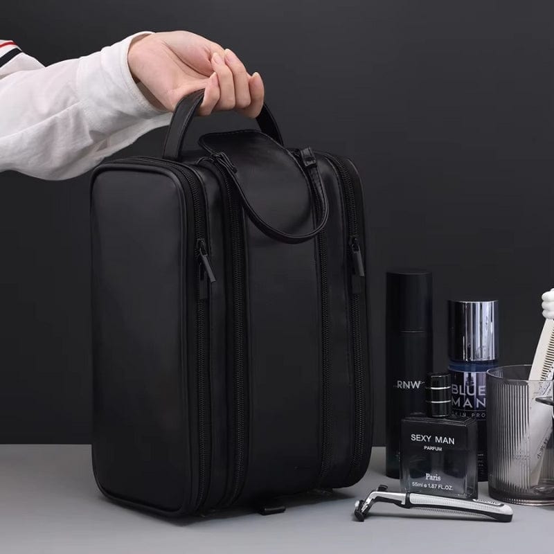 Grande Trousse de toilette homme cuir voyage – Double compartiment luxe