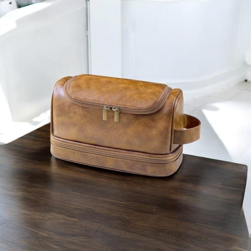 Trousse de toilette homme cuir suspendue luxe – Double compartiment