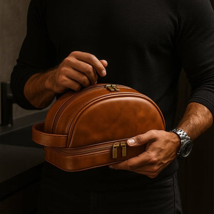 Grande trousse de toilette homme cuir – Élégance & capacité