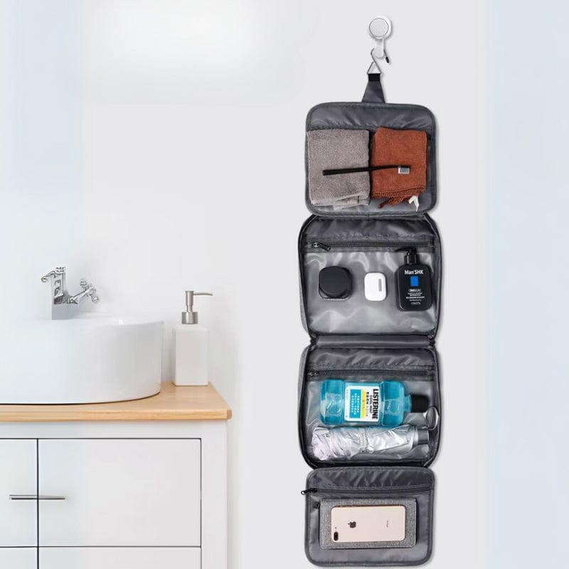Grande trousse de toilette homme suspendue – Étanche et compartimentée