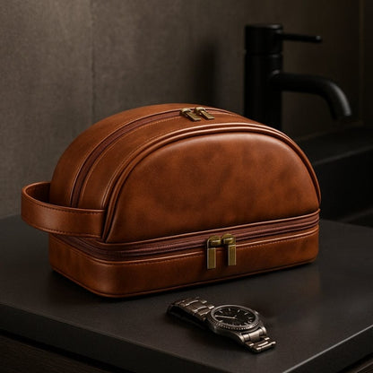 Grande trousse de toilette homme cuir – Élégance & capacité