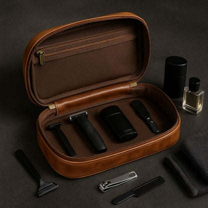 Grande trousse de toilette homme cuir – Élégance & capacité