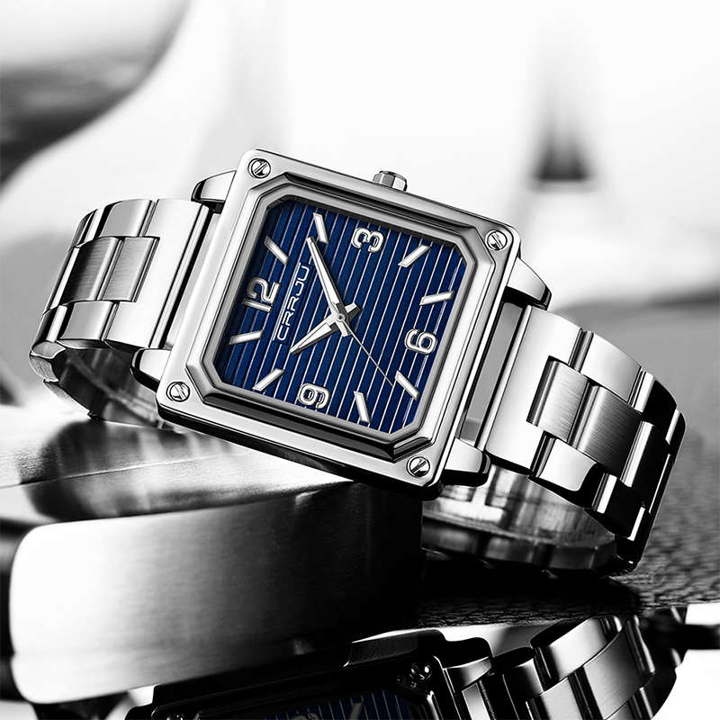 Montre Carré en Acier pour Homme
