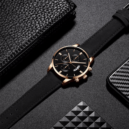 Montre Chronographe Bracelet Cuir