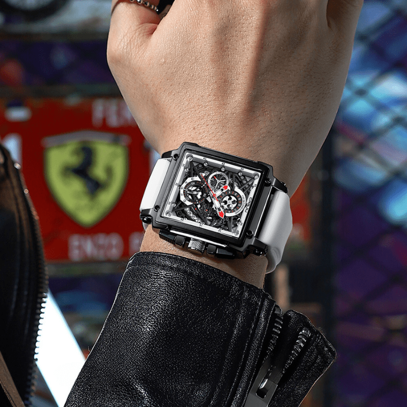 Montre Chronographe Squelette Carrée