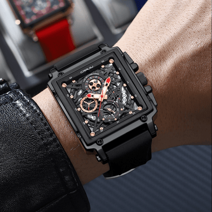 Montre Chronographe Squelette Carrée
