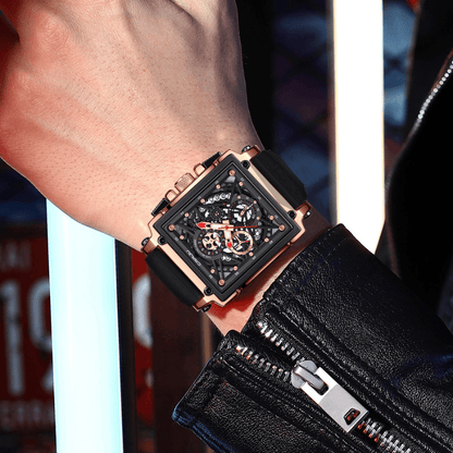 Montre Chronographe Squelette Carrée