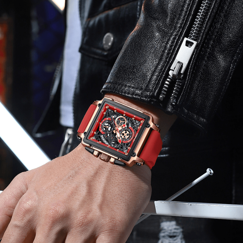 Montre Chronographe Squelette Carrée