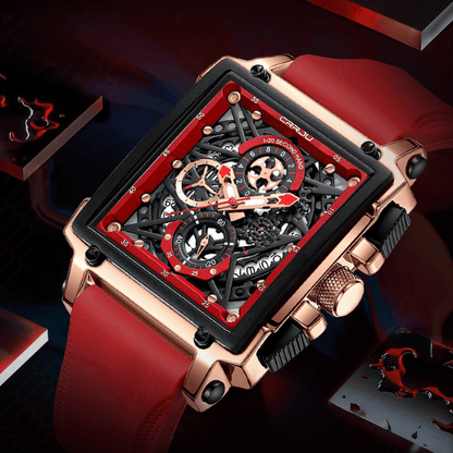 Montre Chronographe Squelette Carrée