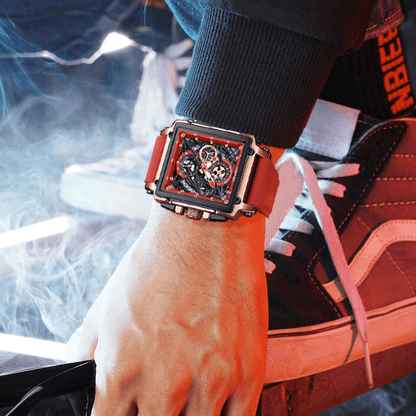 Montre Chronographe Squelette Carrée