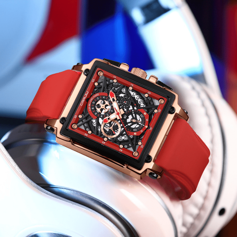 Montre Chronographe Squelette Carrée