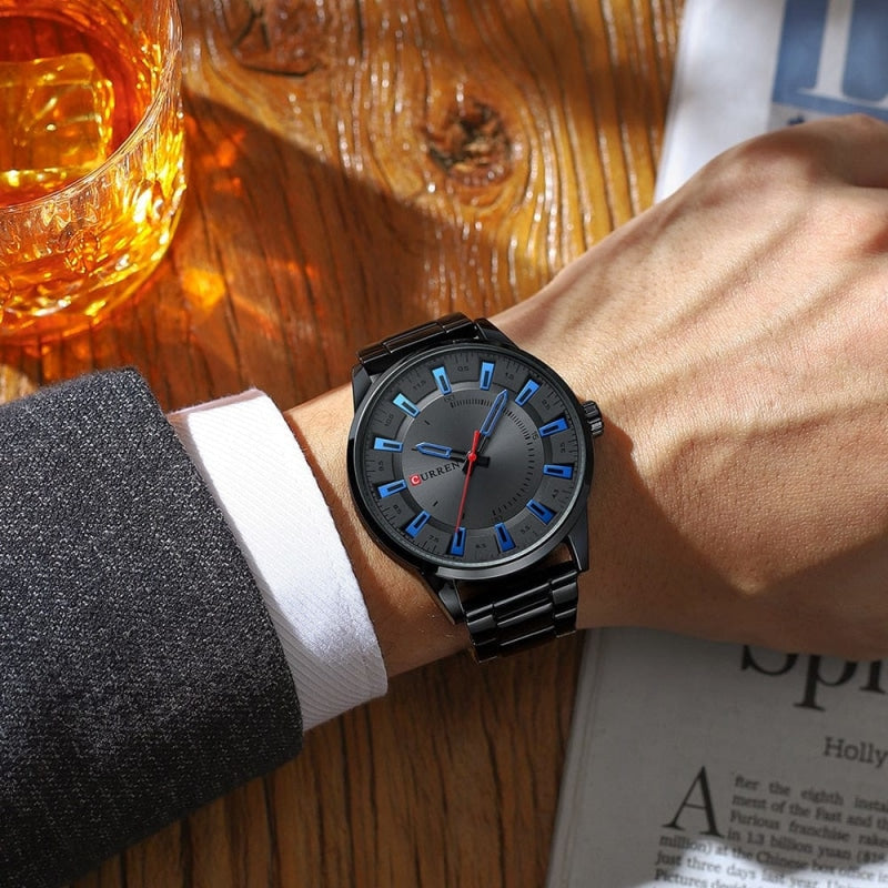 Montre Noire Homme en Acier