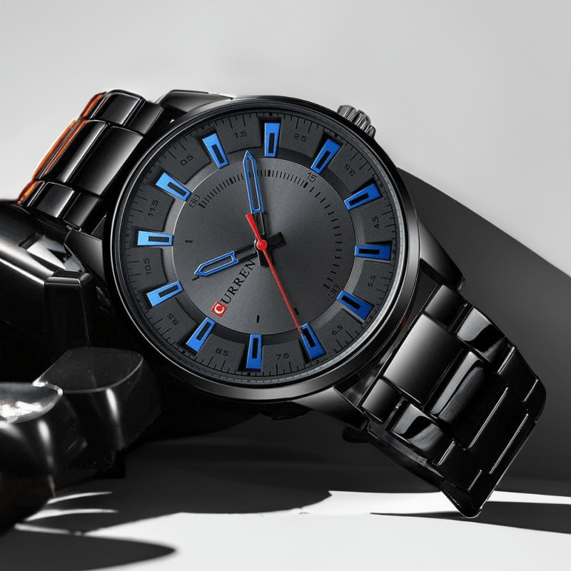 Montre Noire Homme en Acier