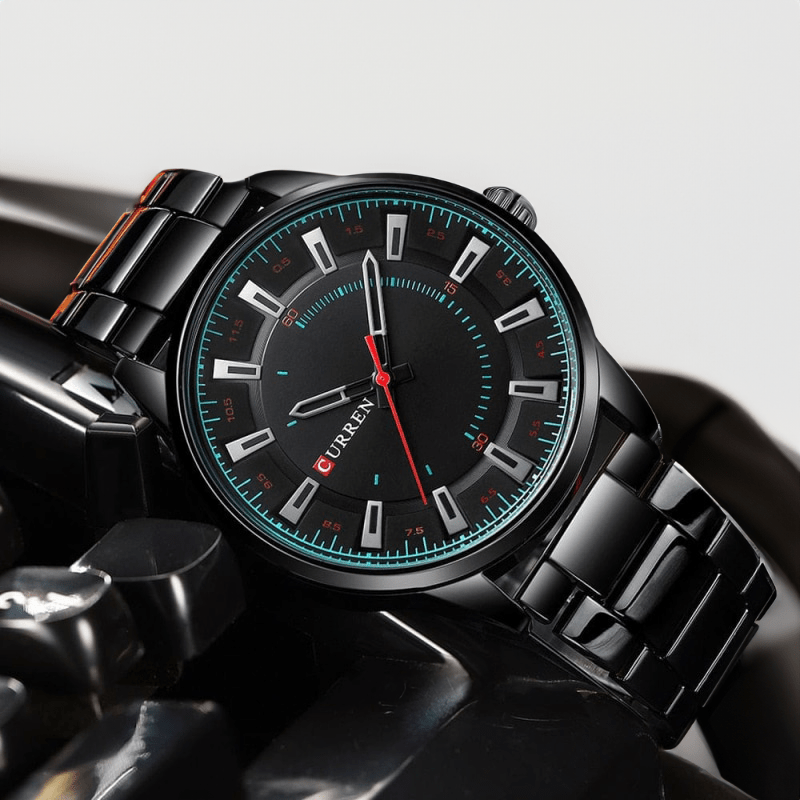 Montre Noire Homme en Acier