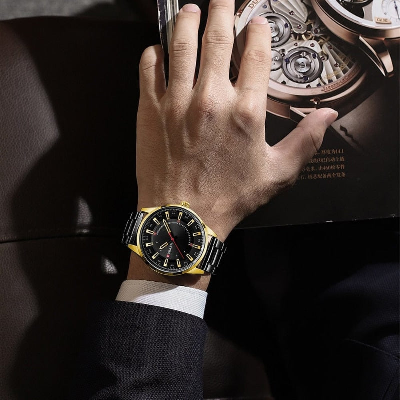Montre Noire Homme en Acier