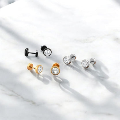 Boucles d'Oreilles Homme Diamant Discret - Puces Rondes