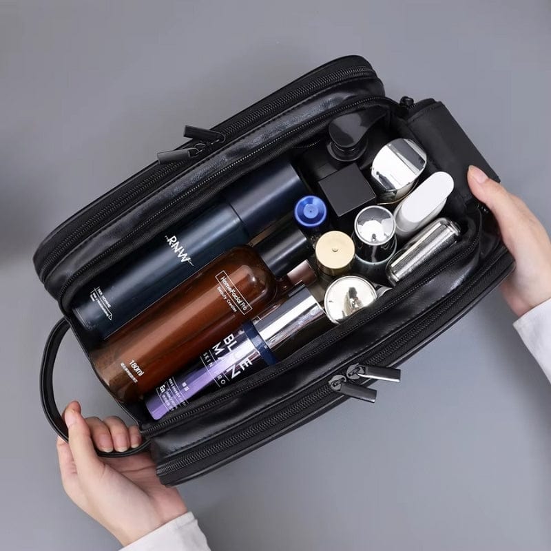 Grande Trousse de toilette homme cuir voyage – Double compartiment luxe