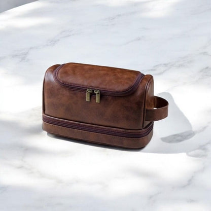 Trousse de toilette homme cuir suspendue luxe – Double compartiment