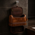 Trousse de toilette homme cuir suspendue luxe – Double compartiment