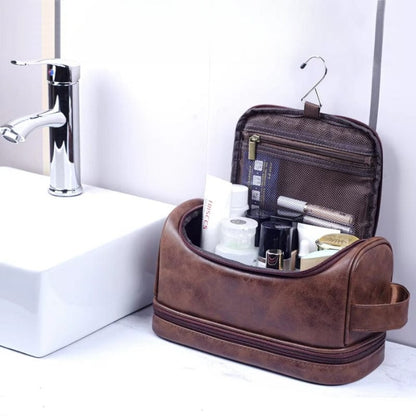 Trousse de toilette homme cuir suspendue luxe – Double compartiment