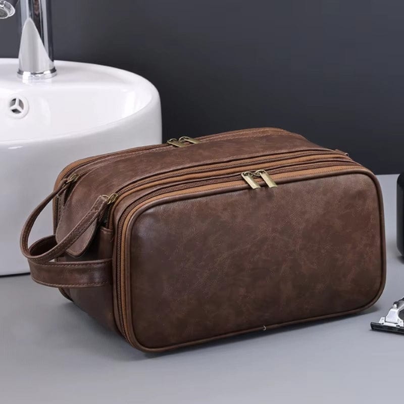 Grande Trousse de toilette homme cuir voyage – Double compartiment luxe