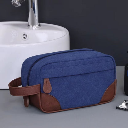 Grande trousse de toilette voyage homme - Toile et cuir