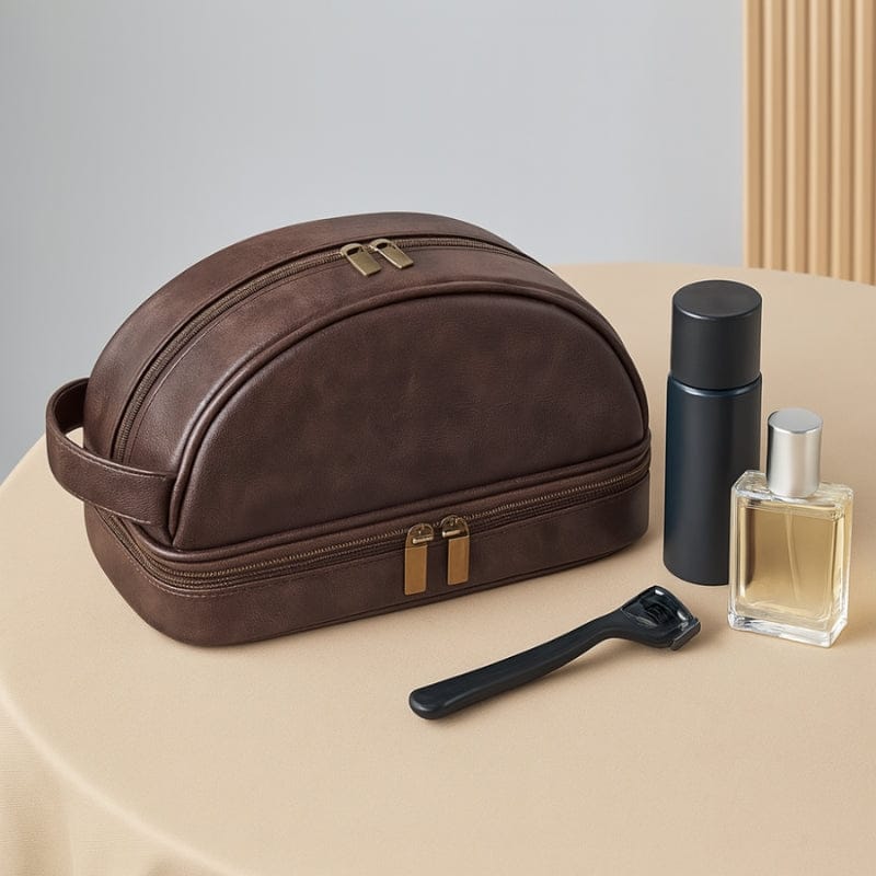 Grande trousse de toilette homme cuir – Élégance & capacité
