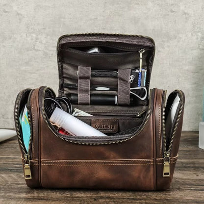 Trousse de toilette homme cuir vintage – Personnalisation gravure