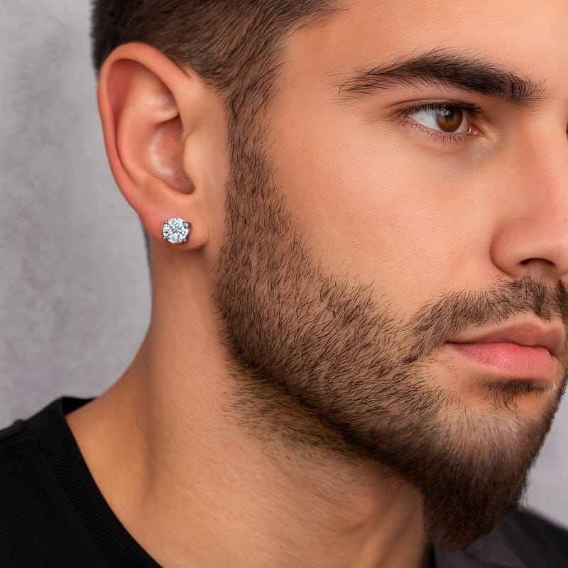 Boucles d'Oreilles Aimant Homme - Clous Diamant Sans Perçage