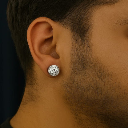 Boucles d'Oreilles Aimant Homme Rond - Diamant Sans Perçage